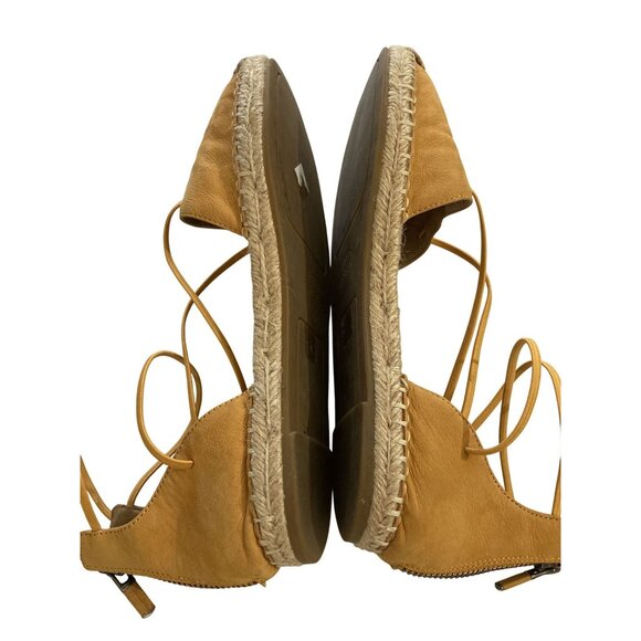 Eileen Fisher Women's Size 7 Tan Leather Espadrille Flats Back Zipper Closure - Picture 5 of 7
